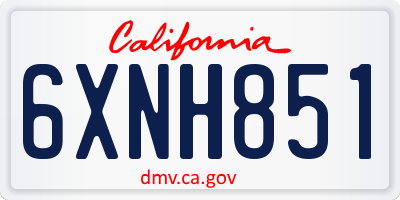 CA license plate 6XNH851