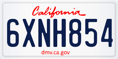CA license plate 6XNH854