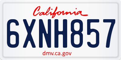 CA license plate 6XNH857