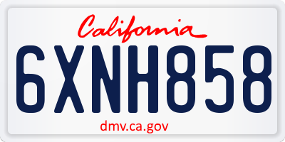 CA license plate 6XNH858