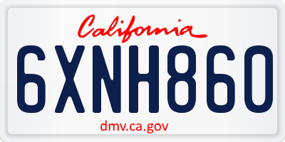 CA license plate 6XNH860