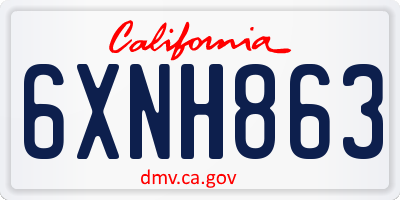 CA license plate 6XNH863