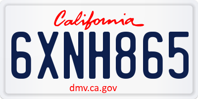 CA license plate 6XNH865