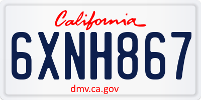 CA license plate 6XNH867