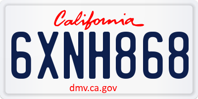 CA license plate 6XNH868