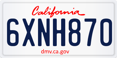 CA license plate 6XNH870