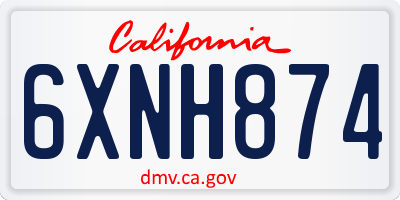 CA license plate 6XNH874