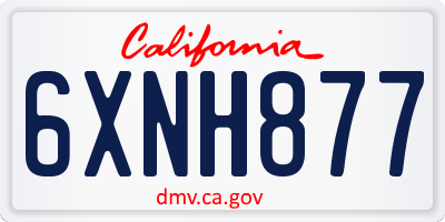 CA license plate 6XNH877