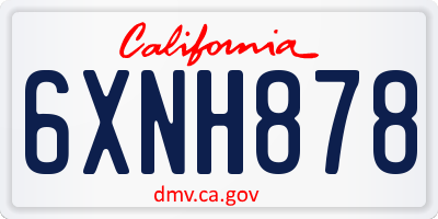 CA license plate 6XNH878
