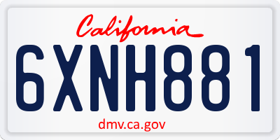 CA license plate 6XNH881
