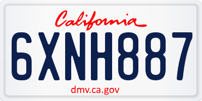 CA license plate 6XNH887
