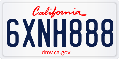 CA license plate 6XNH888
