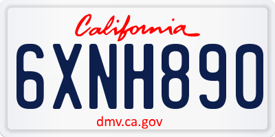 CA license plate 6XNH890