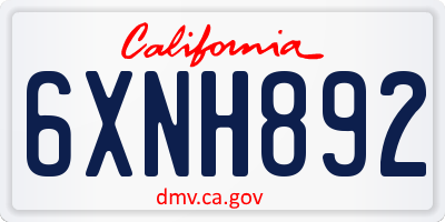CA license plate 6XNH892