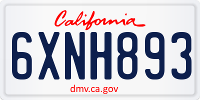 CA license plate 6XNH893