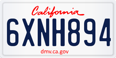 CA license plate 6XNH894