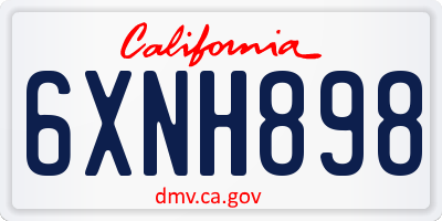 CA license plate 6XNH898
