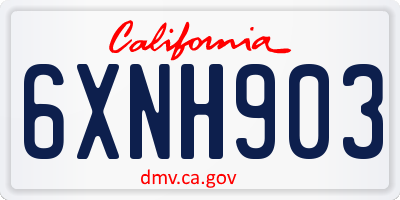 CA license plate 6XNH903