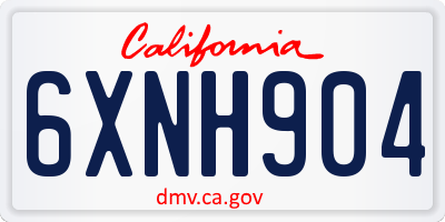 CA license plate 6XNH904