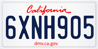 CA license plate 6XNH905
