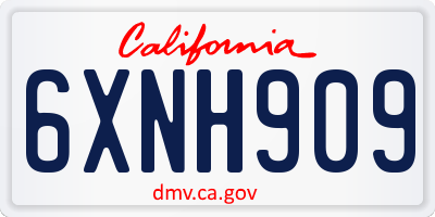 CA license plate 6XNH909