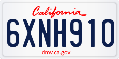 CA license plate 6XNH910