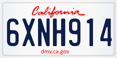 CA license plate 6XNH914