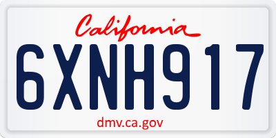 CA license plate 6XNH917
