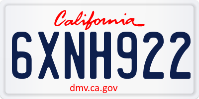 CA license plate 6XNH922