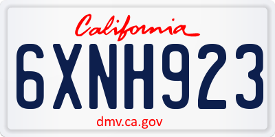 CA license plate 6XNH923