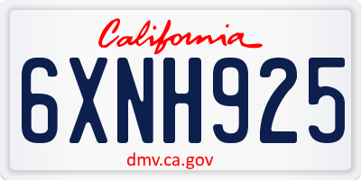 CA license plate 6XNH925