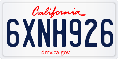 CA license plate 6XNH926