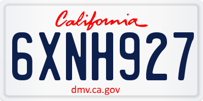 CA license plate 6XNH927