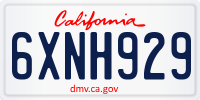 CA license plate 6XNH929