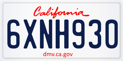 CA license plate 6XNH930