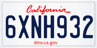 CA license plate 6XNH932