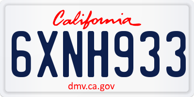 CA license plate 6XNH933