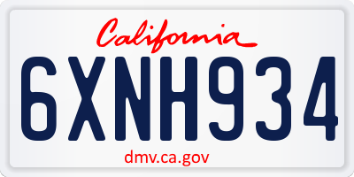 CA license plate 6XNH934