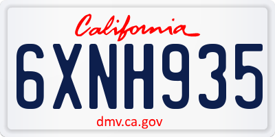 CA license plate 6XNH935