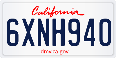 CA license plate 6XNH940