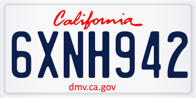 CA license plate 6XNH942