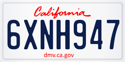 CA license plate 6XNH947