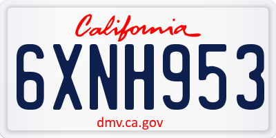 CA license plate 6XNH953