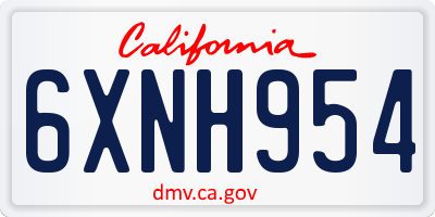 CA license plate 6XNH954