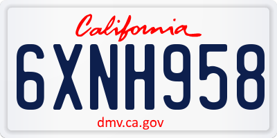 CA license plate 6XNH958