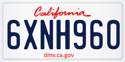 CA license plate 6XNH960