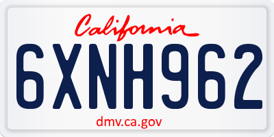 CA license plate 6XNH962