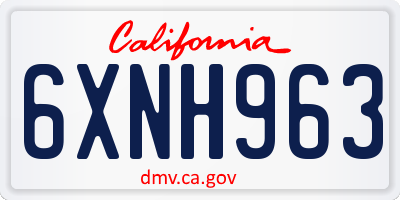 CA license plate 6XNH963