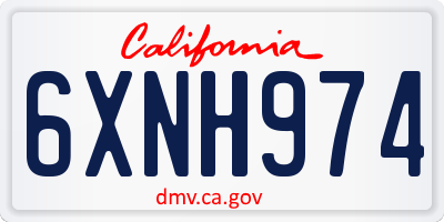CA license plate 6XNH974