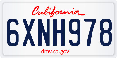 CA license plate 6XNH978